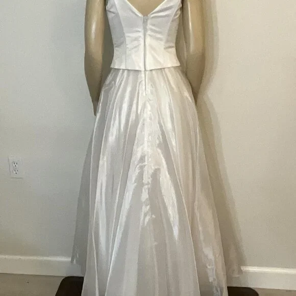 Aspeed white wedding gown corset rhinestone top 3-layer chiffon skirt EUC Size 4 - Picture 5 of 11